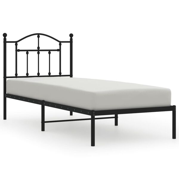 vidaXL Estructura cama sin colchón con cabecero metal negro 80x200 cm
