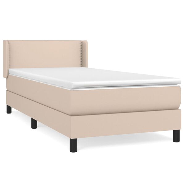 vidaXL Cama box spring con colch&oacute;n cuero sint&eacute;tico capuchino 80x200 cm