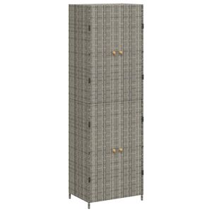 vidaXL Armario de almacenaje de jard&iacute;n rat&aacute;n PE gris 59x40x180 cm
