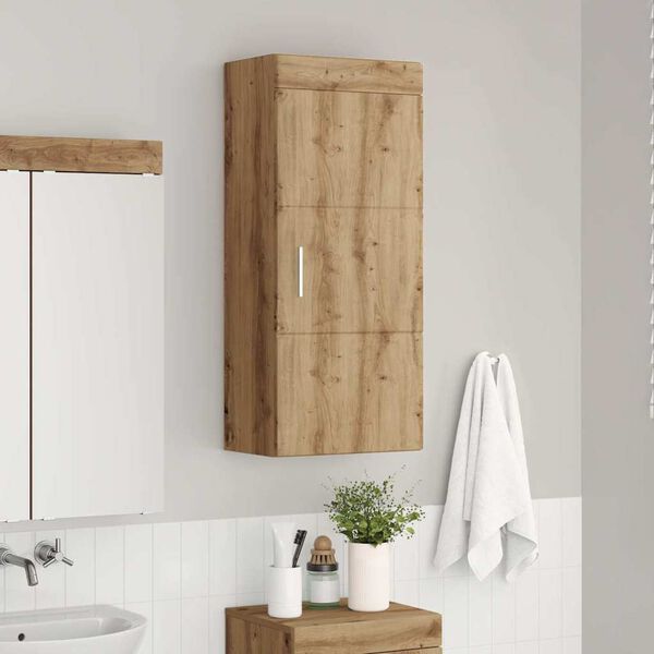 vidaXL Armario de pared para ba&ntilde;o con estante TULUM Roble artesanal