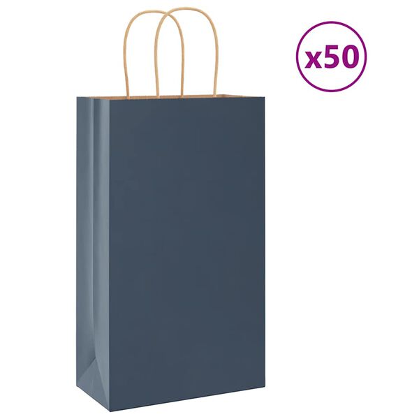 vidaXL Bolsas de papel con asas 50 uds azul 21x11x36 cm