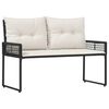 vidaXL Banco de exterior con coj&iacute;n Negro y Crema 118 x 55 x 82 cm