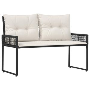 vidaXL Banco de exterior con coj&iacute;n Negro y Crema 118 x 55 x 82 cm