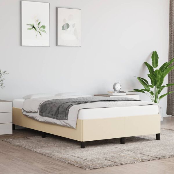 vidaXL Estructura de cama sin colch&oacute;n tela crema 120x190 cm