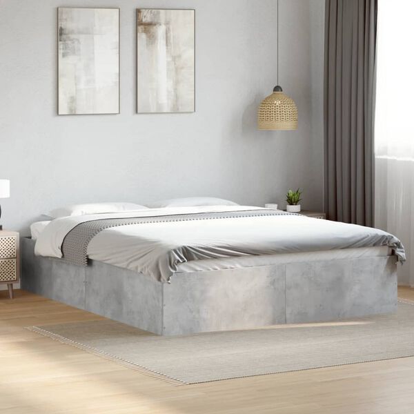 vidaXL Estructura de cama madera de ingenier&iacute;a gris hormig&oacute;n 150x200cm