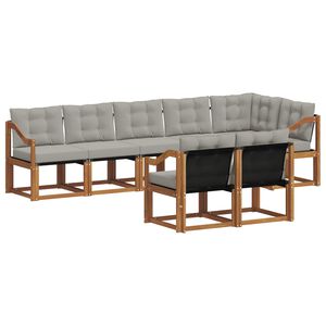 vidaXL Conjunto de sof&aacute;s de exterior 8 pcs Gris Natural y Claro