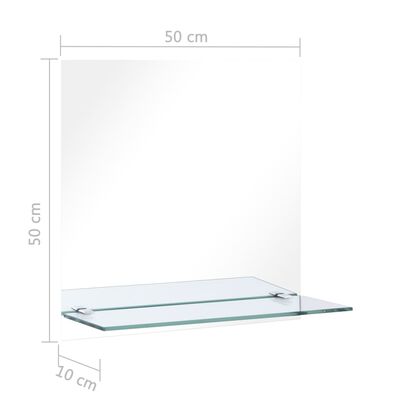 vidaXL Espejo de pared con estante de vidrio templado 50x50 cm