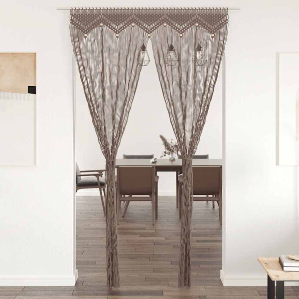 vidaXL Cortina de macramé algodón gris taupé 140x240 cm