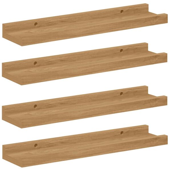 vidaXL Estante de pared con estante 4 pcs Marr&oacute;n 40 x 9 x 3 cm
