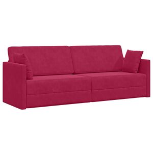 vidaXL Sof&aacute;-cama de piso Rojo vino 213 x 70 x 77 cm Terciopelo