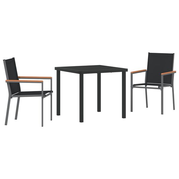 vidaXL Conjunto de Comedor de Jardín 5 pcs Negro Textileno y acero