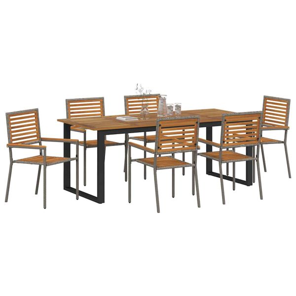 vidaXL Conjunto de Comedor de Jard&iacute;n 7 pcs Gris