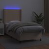 vidaXL Cama box spring colchón LED cuero sintético capuchino 90x200 cm
