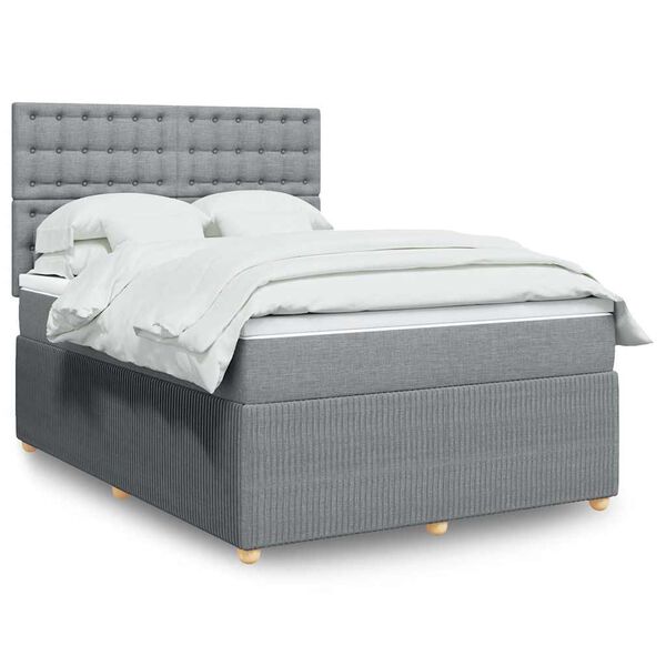 vidaXL Cama box spring con colch&oacute;n tela gris claro 140x200 cm