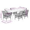 vidaXL Set de comedor de jard&iacute;n 7 pzas y cojines rat&aacute;n sint&eacute;tico negro