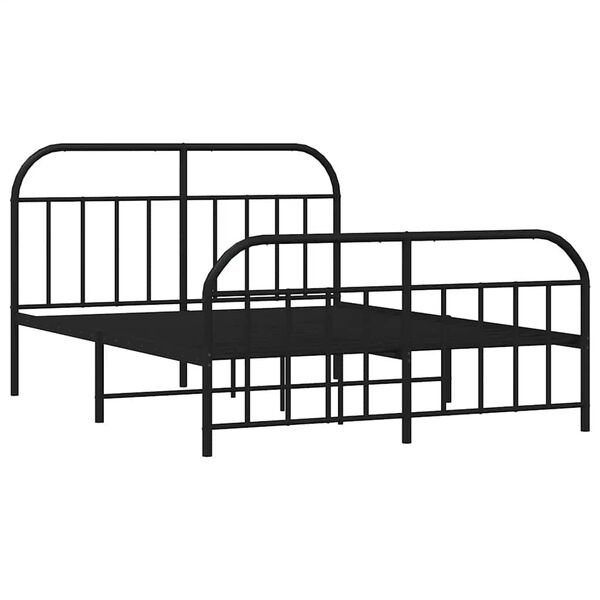vidaXL Estructura cama sin colch&oacute;n con estribo metal negro 150x200 cm