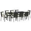 vidaXL Conjunto de Comedor de Jardín 9 pcs Negro ratán sintético