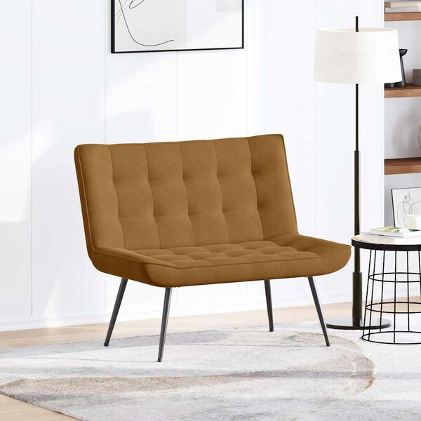 vidaXL Banco de terciopelo marr&oacute;n 110x74x84 cm