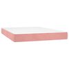 vidaXL Cama box spring colch&oacute;n y LED terciopelo rosa 140x200 cm
