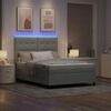 vidaXL Cama Box Spring LED con colch&oacute;n Gris Claro 140 x 200 cm tela