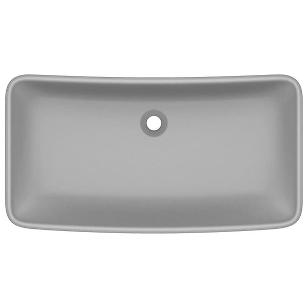 vidaXL Lavabo de lujo de cer&aacute;mica rectangular gris claro mate 71x38 cm