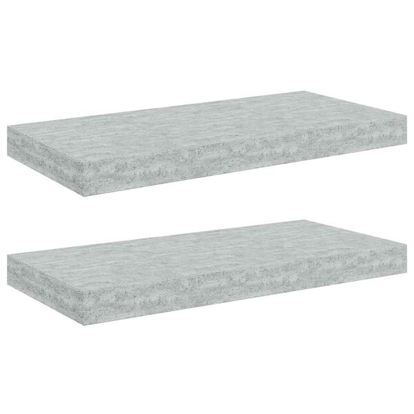 vidaXL Estantes flotantes pared 2 uds MDF gris hormig&oacute;n 50x23x3,8 cm