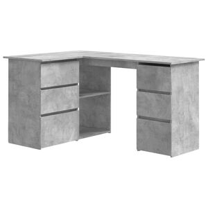vidaXL Escritorio de esquina contrachapada gris hormig&oacute;n 145x100x76 cm