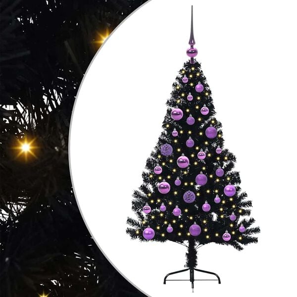 vidaXL Árbol de Navidad Artificial Preiluminado Negro 120 cm PVC