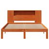vidaXL Cama con estanter&iacute;a sin colch&oacute;n madera maciza marr&oacute;n 135x190cm