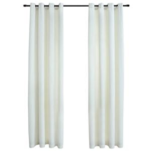 vidaXL Cortinas opacas con anillas 2 uds terciopelo crema 140x175 cm