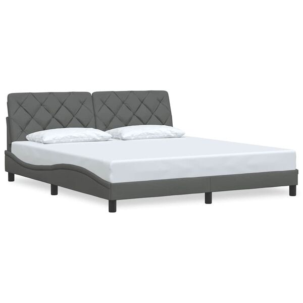 vidaXL Estructura de cama sin colchón de tela gris oscuro 180x200 cm