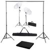 vidaXL Kit estudio fotogr&aacute;fico con tel&oacute;n de fondo, l&aacute;mparas y paraguas