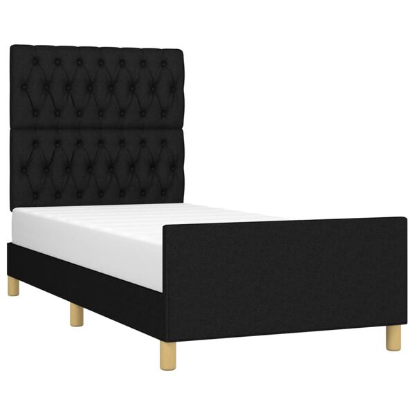 vidaXL Estructura de cama sin colch&oacute;n tela negro 90x190 cm