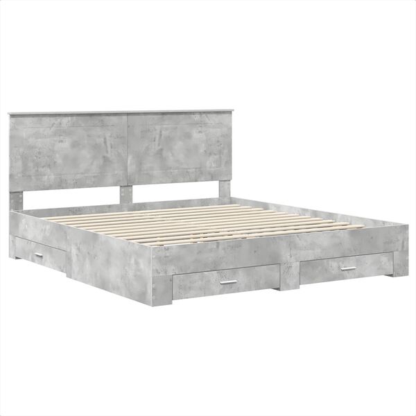 vidaXL Estructura de cama con cabecera Gris Concreto 200 x 200 cm