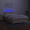 vidaXL Cama box spring con colch&oacute;n y LED tela crema 120x200 cm