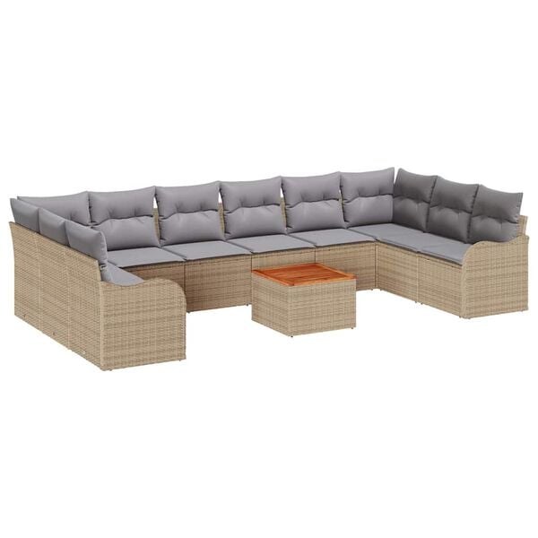 vidaXL Conjunto de sof&aacute;s de jard&iacute;n 11 pcs Beige y Gris Claro