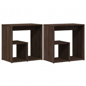 vidaXL Mesa auxiliar 2 uds madera ingenier&iacute;a marr&oacute;n roble 50x30x50 cm