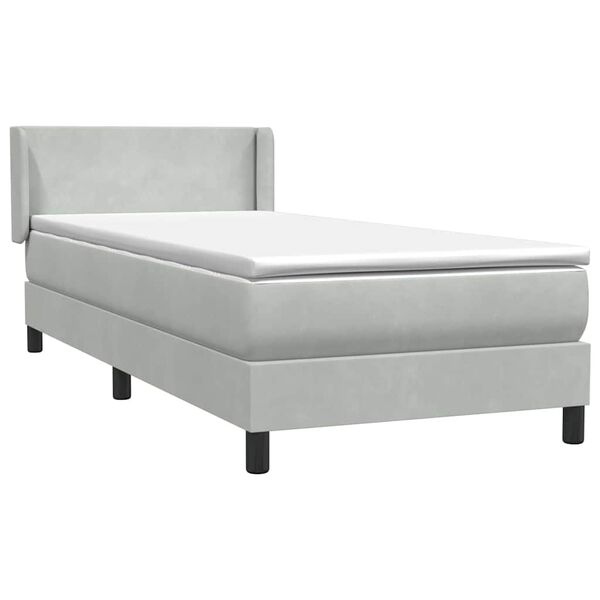 vidaXL Cama box spring con colch&oacute;n terciopelo gris claro 80x210 cm