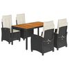 vidaXL Set de muebles jard&iacute;n 5 pzas con cojines rat&aacute;n sint&eacute;tico negro