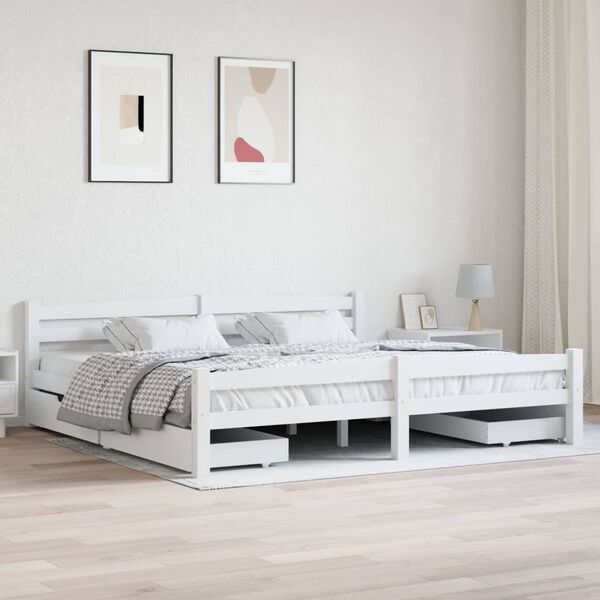 vidaXL Estructura de cama sin colch&oacute;n madera de pino blanco 200x200 cm
