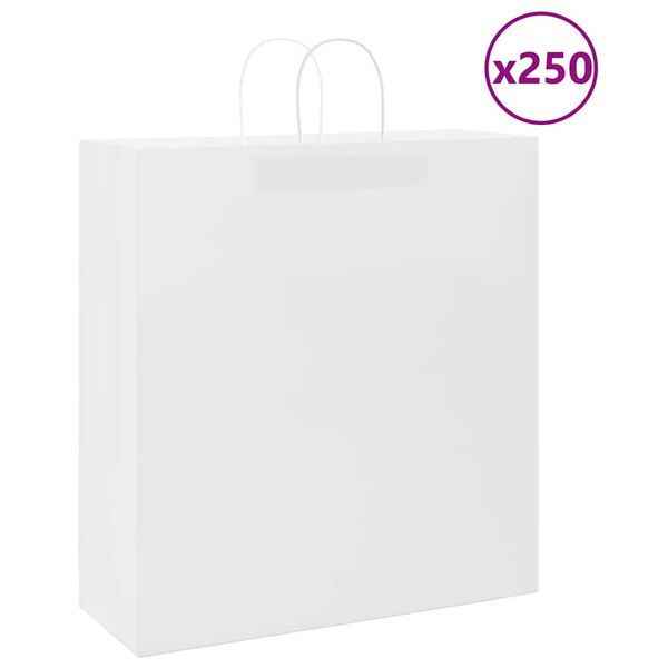 vidaXL Bolsas de papel con asas 250 uds blanca 45x17x48 cm