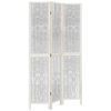 vidaXL Biombo separador de 3 paneles madera maciza Paulownia blanco