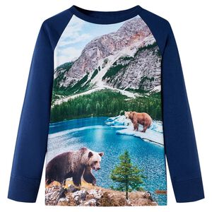 Camiseta infantil de manga larga azul marino 104