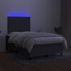 vidaXL Cama box spring con colch&oacute;n y LED tela gris oscuro 120x200 cm