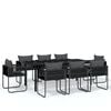 vidaXL Juego de comedor de jard&iacute;n 9 piezas negro