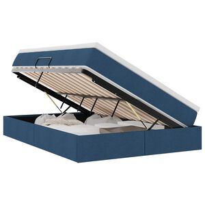 vidaXL Cama con almacenamiento y colch&oacute;n Azul 140 x 190 cm Poli&eacute;ster