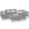 vidaXL Juego de muebles de jard&iacute;n 8 piezas madera maciza de pino gris