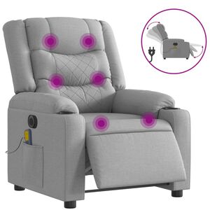 vidaXL Sill&oacute;n reclinable de masaje el&eacute;ctrico tela gris claro