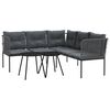 vidaXL Sofá de jardín con cojines acero y textilene negro