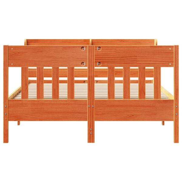 vidaXL Cama sin colch&oacute;n madera maciza de pino marr&oacute;n cera 140x190 cm